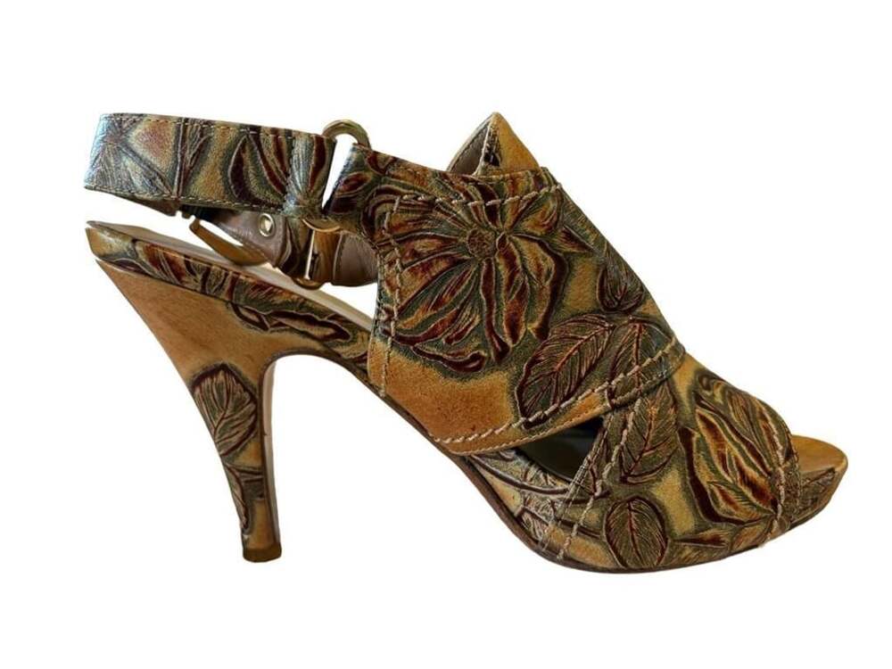 EUC Cuoieria Fiorentina Italian designer open toe ankle boot heels, Sz 36/6.5 - Picture 9 of 13